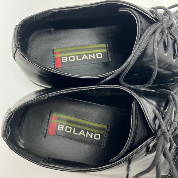 Bolano 185-000 Black Striped Satin Upper Square Toe Derby Mens 11 Dress Shoes - Picture 6 of 8